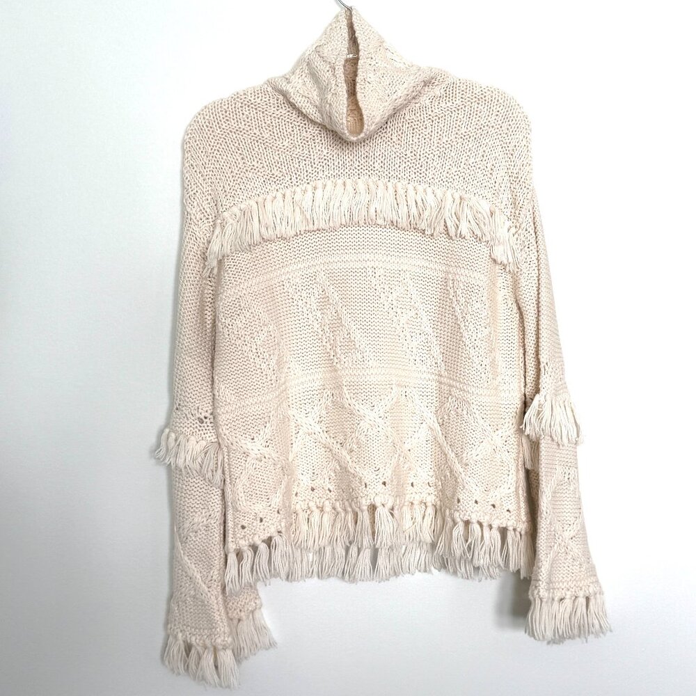 Line the Label High Neck Fringe Sweater